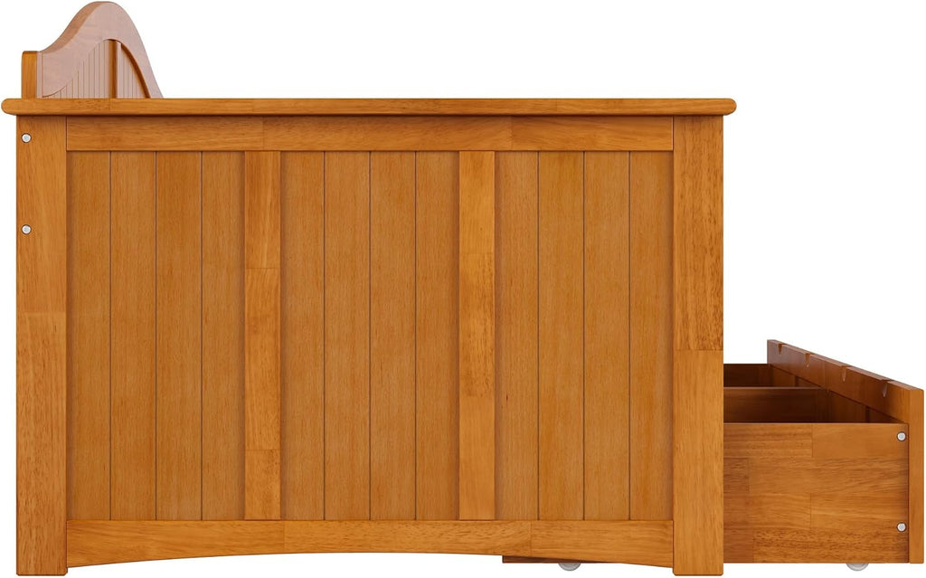 AFI, Nantucket Twin Wood Daybed with 2 Storage Drawers, Light Toffee