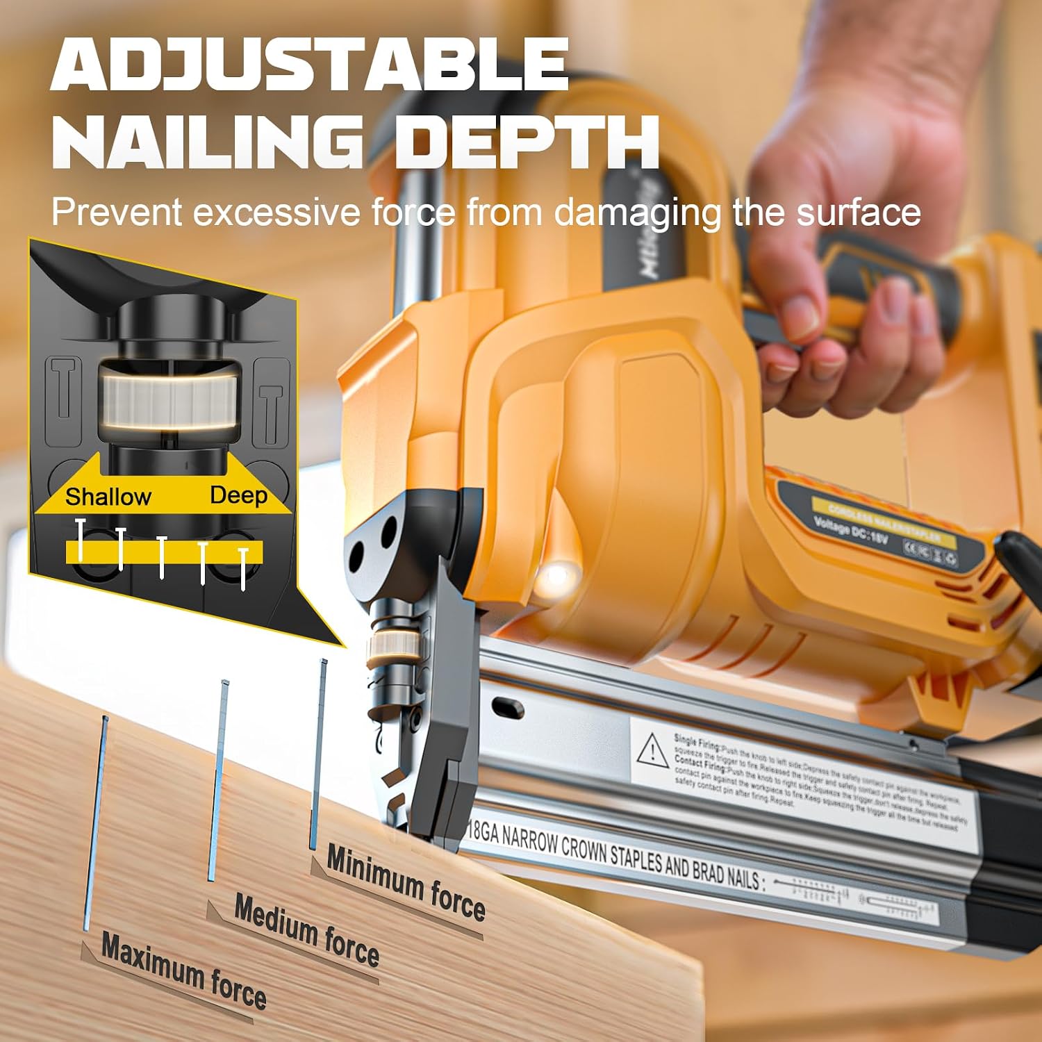 Cordless 2' Brad Nailer for Dewalt 20V Battery (No Battery), 18 Gauge Brad Nails 2 inch, 1 1/2 inch, 1 1/4 inch, 1 inch, 5/8 inch | 5000 Count 18ga Brad Nails