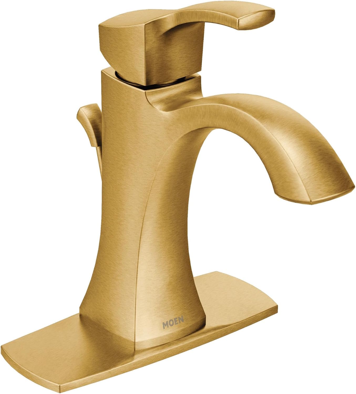 Moen Voss Brushed Gold One-Handle High-Arc Bathroom Faucet with Drain Assembly for Single-Hole Sink, 6903BG