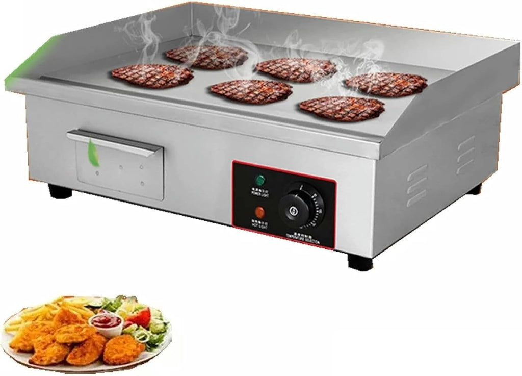 Commercial Electric Countertop Griddle Nonstick Stainless Steel Flat Top Grill Hot Plate BBQ, Adjustable Thermostatic Control, 21.6'x13.7'