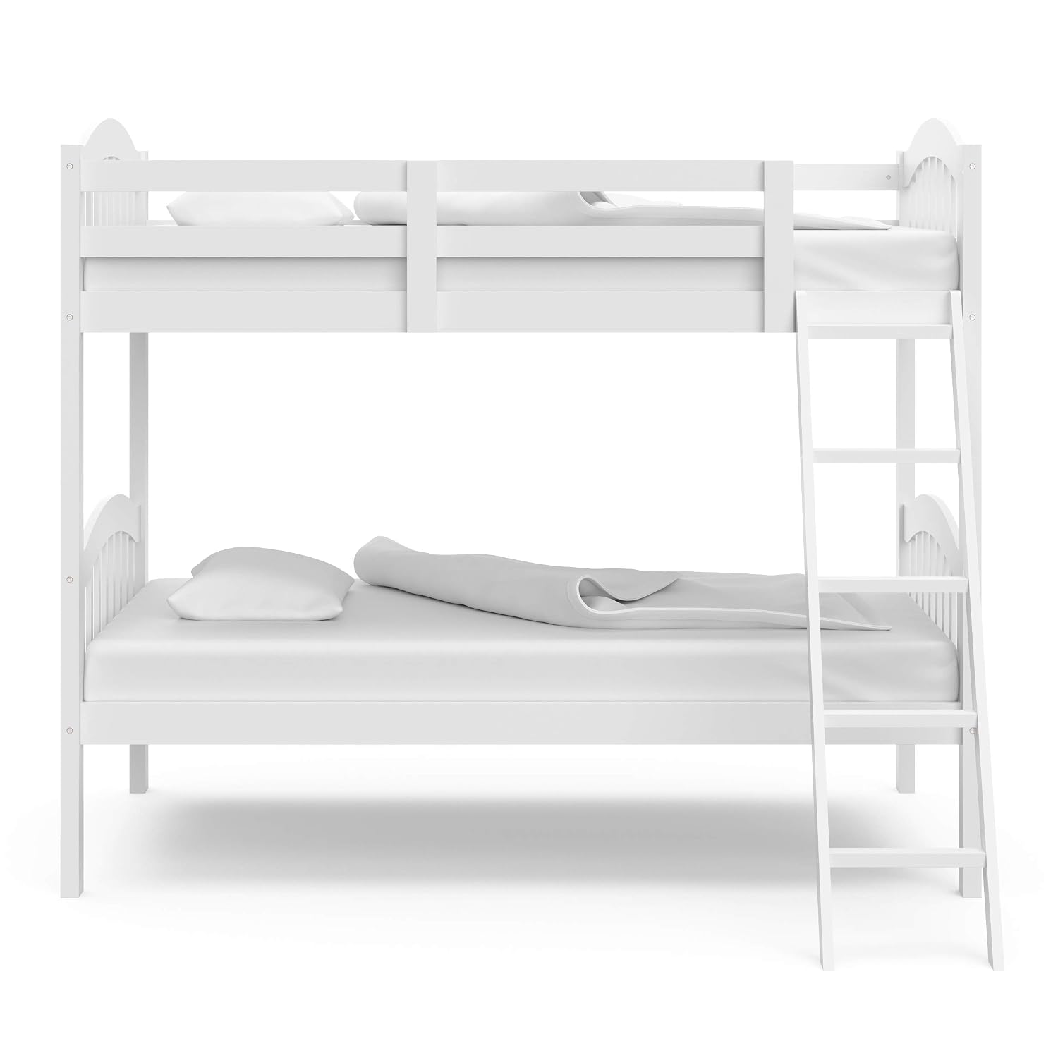 Storkcraft Long Horn Twin-Over-Twin Bunk Bed (White) - GREENGUARD Gold Certified, Converts to Two Twin Beds, Wood Bunk Bed for Kids Bedroom