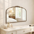Besdomus Gold Vintage Vanity Mirror: 32'x 24' French Baroque Arched Mirror - Traditional Ornate Antique for Fireplace/Bathroom/Entryway/Dresser - Home Decor for Living Room