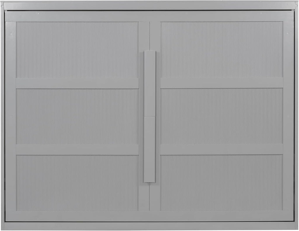 Harper & Bright Designs Queen Size Murphy Bed, Wooden Queen Wall Bed Modern Design with LED Lights, Gray