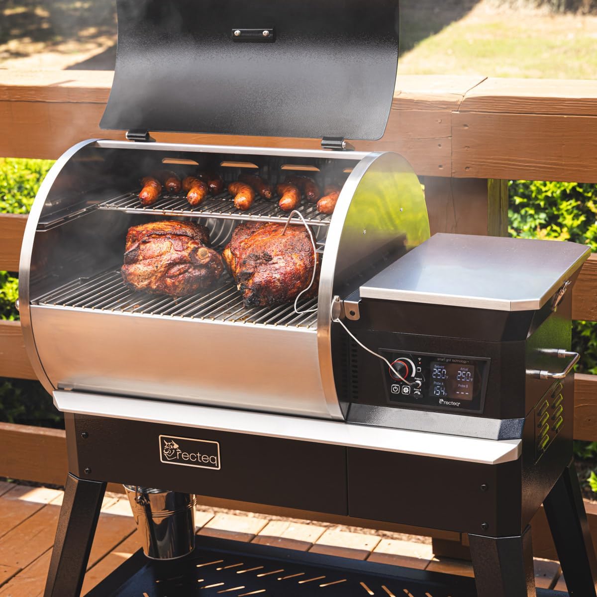 recteq Patio Legend 600 Pellet Smoker, Pellet Grill with Wifi & App Connectivity, Outdoor Smokers Grills, Wood Pellet Grills, Temp Range 180° to 700+°, Smoker Grill + Grilling Basics Bundle