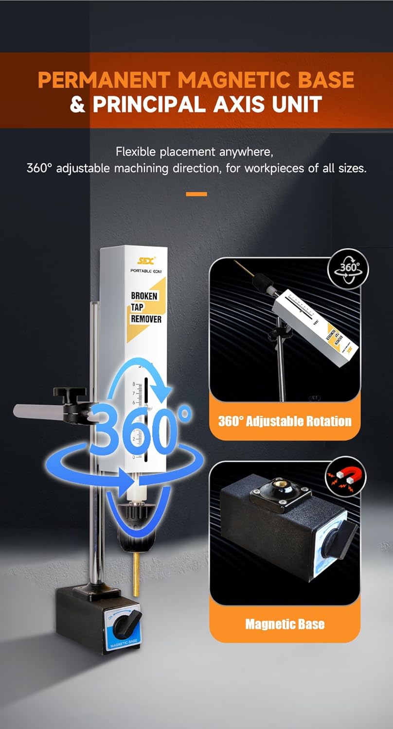 2000W 110V Portable EDM Broken Tap Remover Hard Tool Remover Tap Burning Machine Manual Up&Down(Depth Setting)