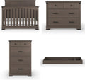 Child Craft Redmond Design 4-in-1 Convertible Baby Crib Nursery Furniture Set - Baby Bed, Dresser, Changing Table Topper and Chest Drawer for Babies, Toddlers and Kids (4 Piece - Dapper Gray)
