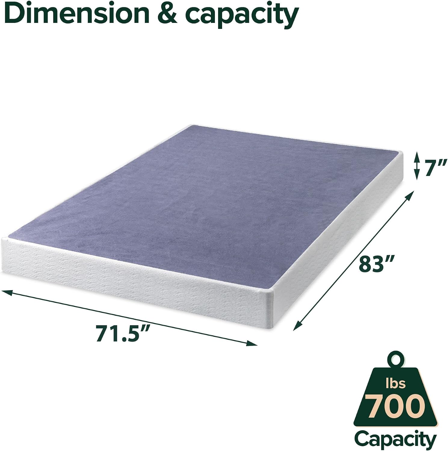 ZINUS 7 Inch Metal Smart Box Spring / 700 lbs Mattress Foundation / Strong Metal Frame / Easy Assembly, California King