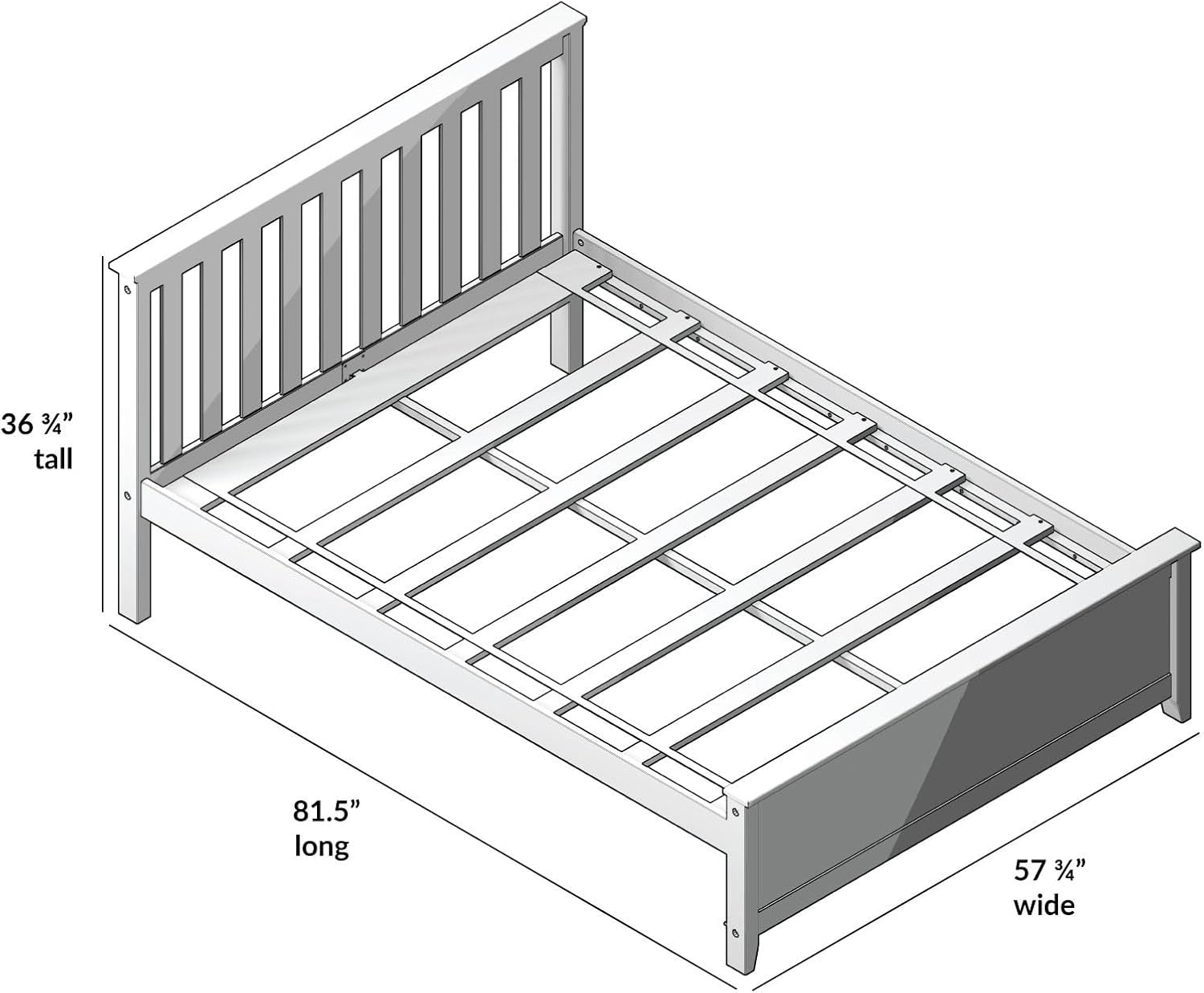 Max & Lily Full Size Bed Frame with Slatted Headboard, Solid Wood Platform Bed for Kids, No Box Spring Needed, Easy Assembly, Blue