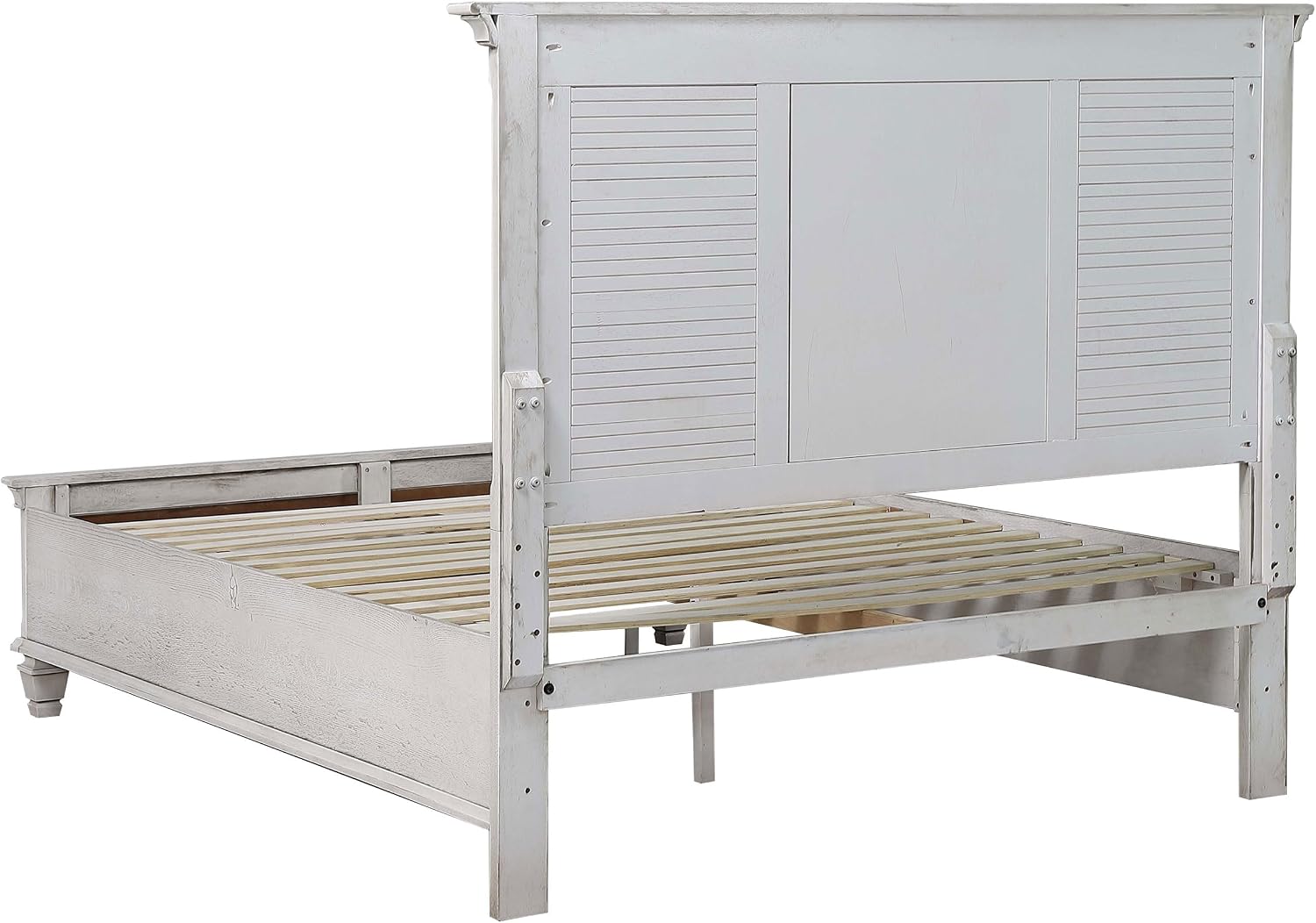 Coaster Home Furnishings Franco Farmhouse 5-Piece Bedroom Set Queen Size Storage Panel Bed Frame 57-inch Headboard Distressed White 205330Q-S5