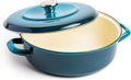 Merten & Storck German Enameled Iron, Round 4QT Casserole Braiser with Lid, Aegean Teal