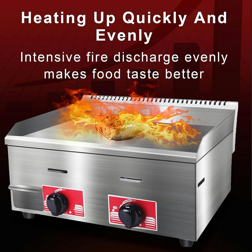 21' Commercial Gas Electric Griddle, Heavy Duty Stainless Steel Teppanyaki Flat Top Grill, for Kitchen Restaurant BBQ Tools