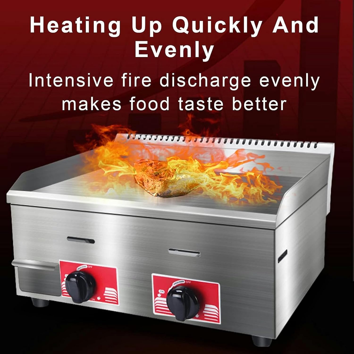 21' Commercial Gas Electric Griddle, Heavy Duty Stainless Steel Teppanyaki Flat Top Grill, for Kitchen Restaurant BBQ Tools