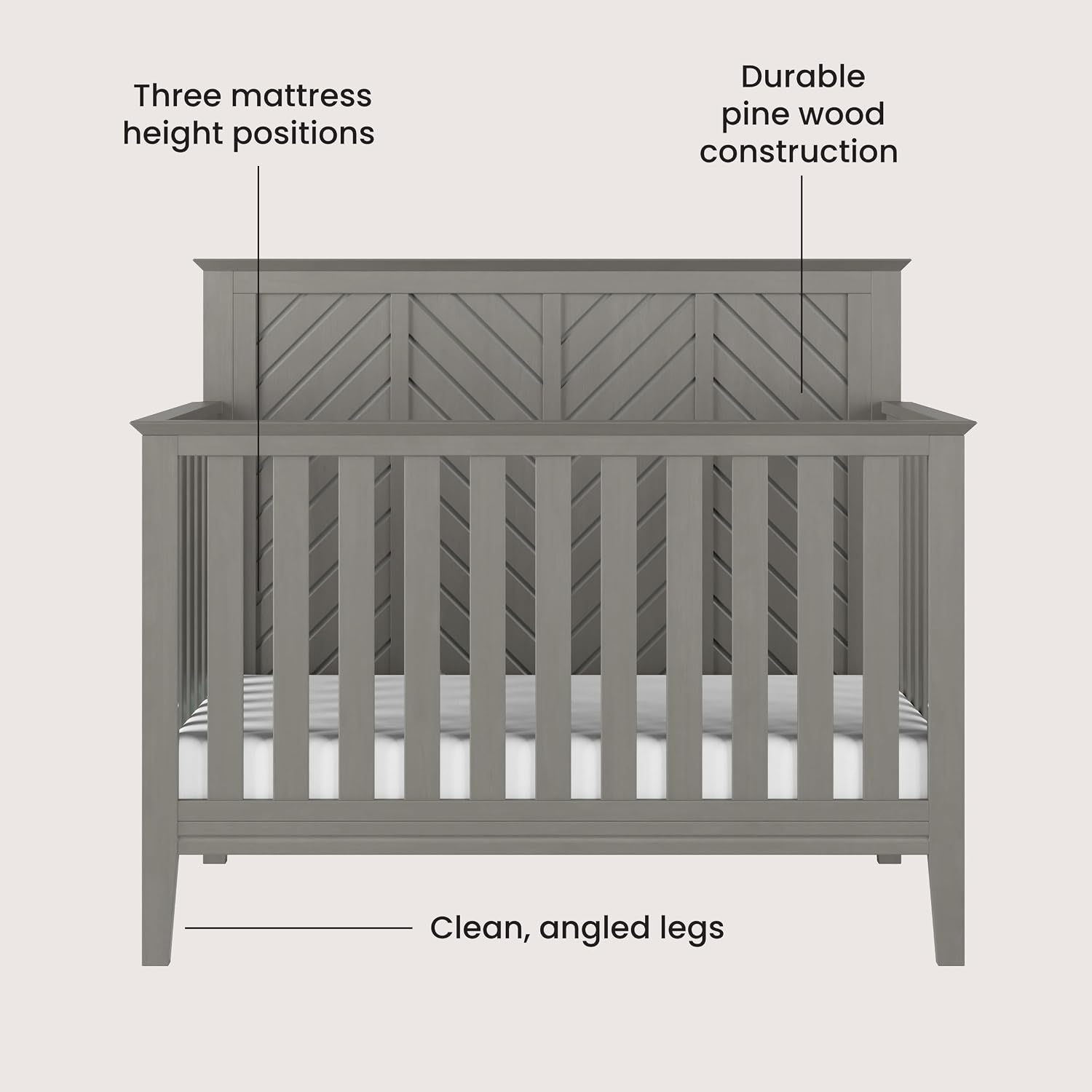 Child Craft Atwood Design 4-in-1 Convertible Baby Crib Nursery Furniture Set, Baby Bed, 3 Drawer Dresser and Chest Drawer, for Babies, Toddlers and Kids Bedroom (3 Piece - Lunar Gray)