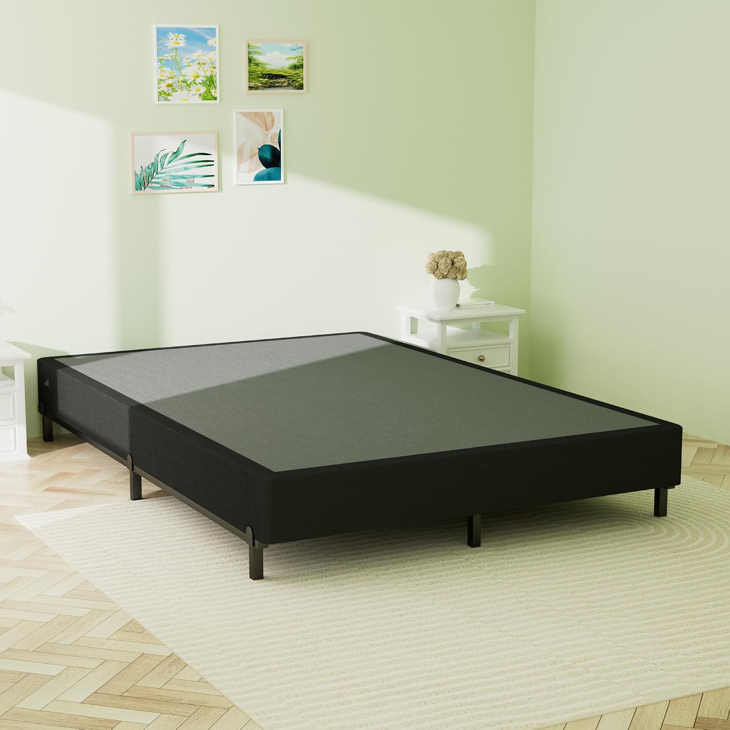 Superay Full Box Spring, 10 inch Box Spring for Full Bed, Heavy Duty Metal Bed Frame with Fabric Cover, 3000lbs Max Weight Capacity Bed Base Mattress Foundation, Easy Assembly, Noise Free, Black