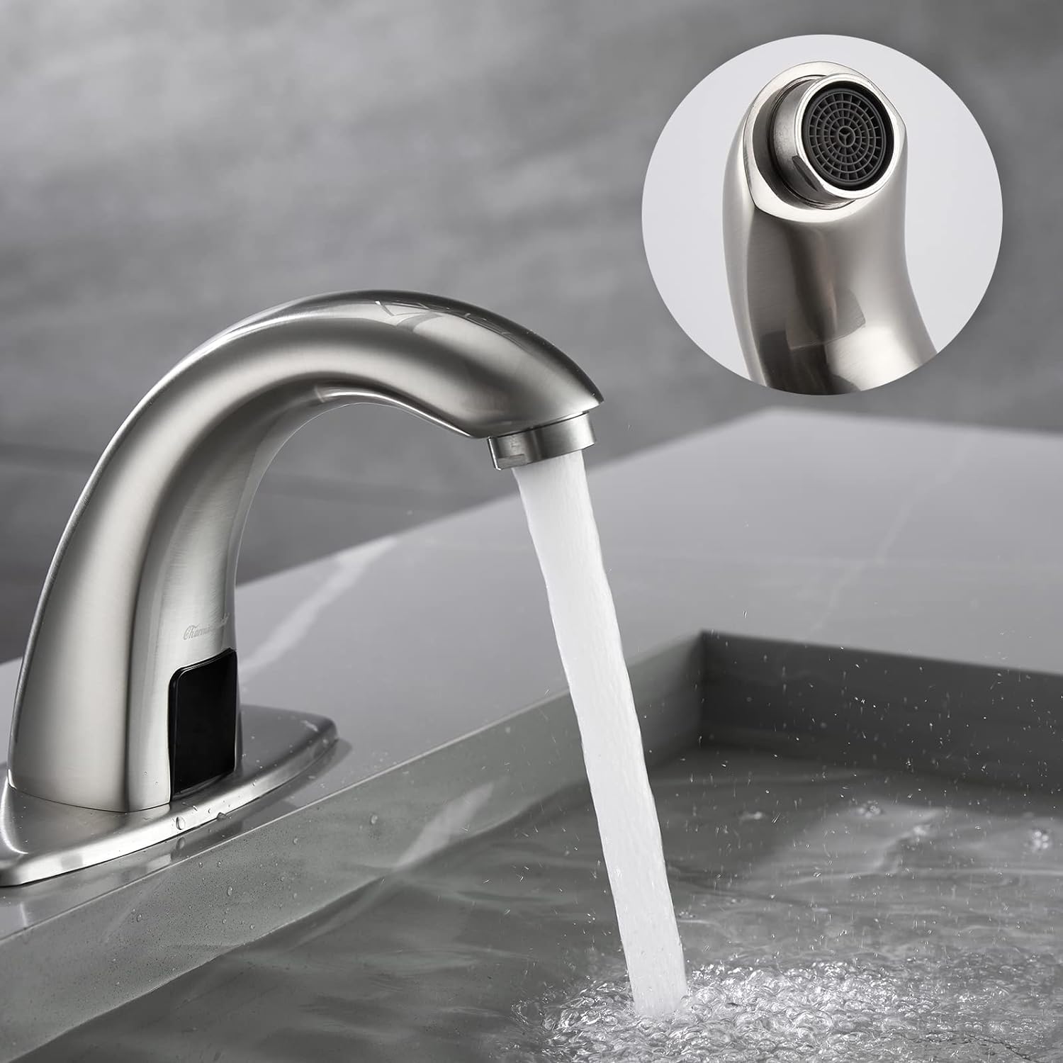 Charmingwater Touchless Bathroom Sink Faucet with Automatic Sensor, Motion Bathroom Faucet with Hole Cover Plate, Brushed Nickel