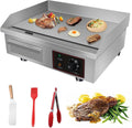 220V 3000W 21' Commercial Electric Countertop Griddle Flat Top Grill Hot Plate BBQ Adjustable Thermostatic Control 122°F-572°F Stainless Steel Restaurant Grill for Kitche