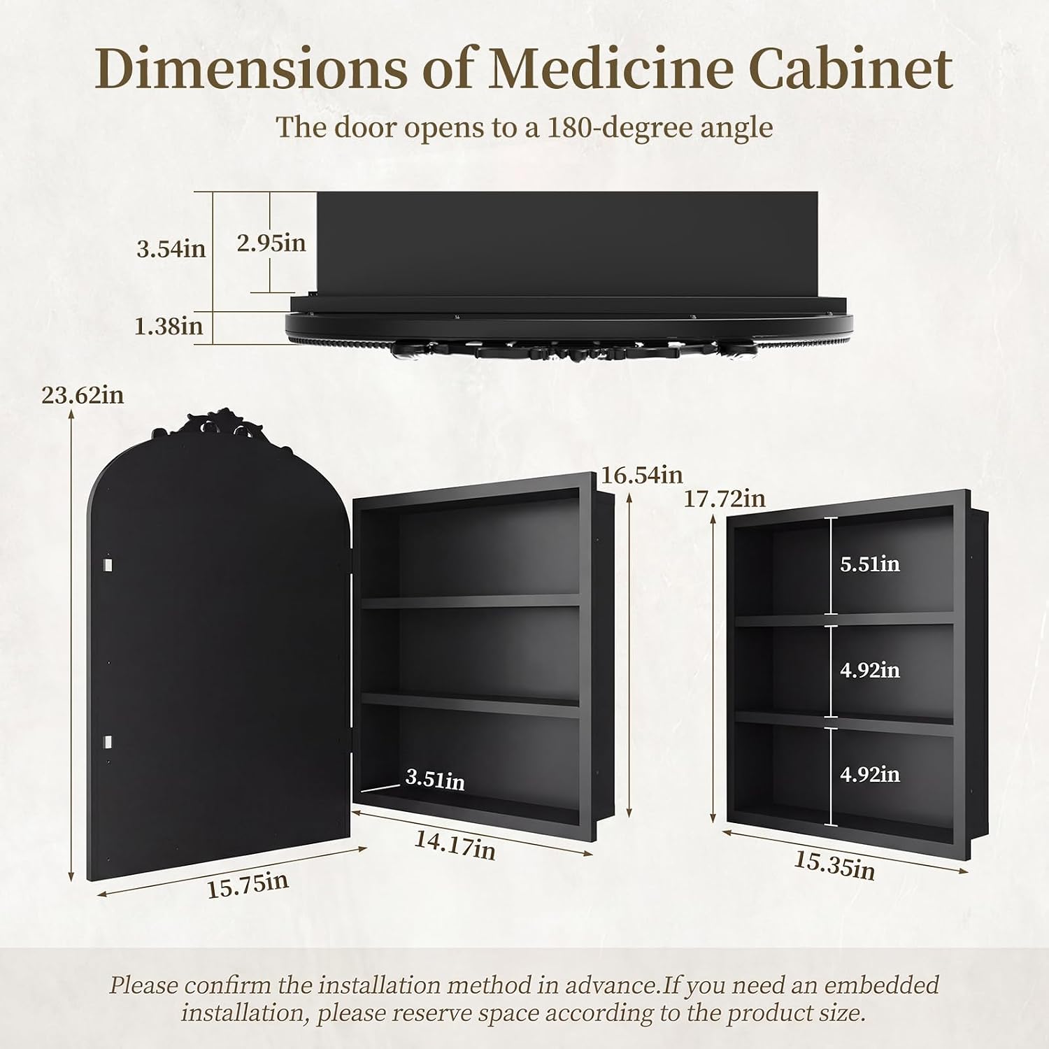 Bathroom Medicine Cabinet with Mirror, Sturdy, Durable & Easy Installation, Vintage Metal Frame (Black Beads, 16'x24')
