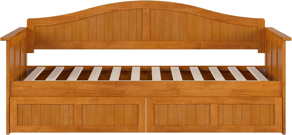 AFI, Nantucket Twin Wood Daybed with 2 Storage Drawers, Light Toffee