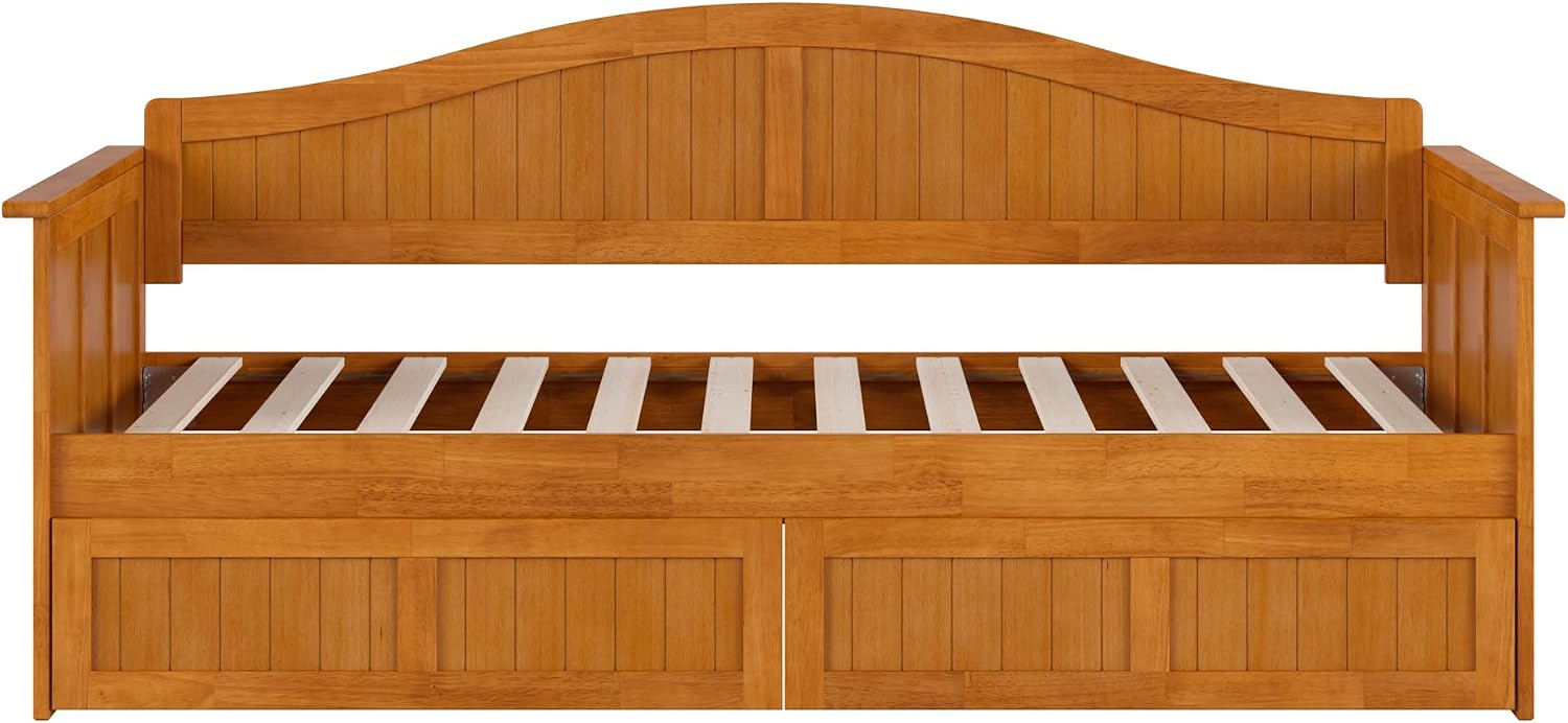 AFI, Nantucket Twin Wood Daybed with 2 Storage Drawers, Light Toffee