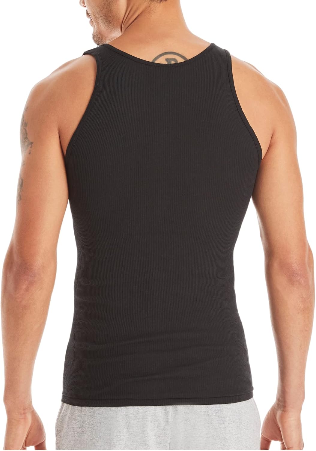 Hanes Men's Tank Undershirt Pack, Cotton Tank Undershirt, Moisture-Wicking, Breathable, White or Grey/Black, Multi-Pack