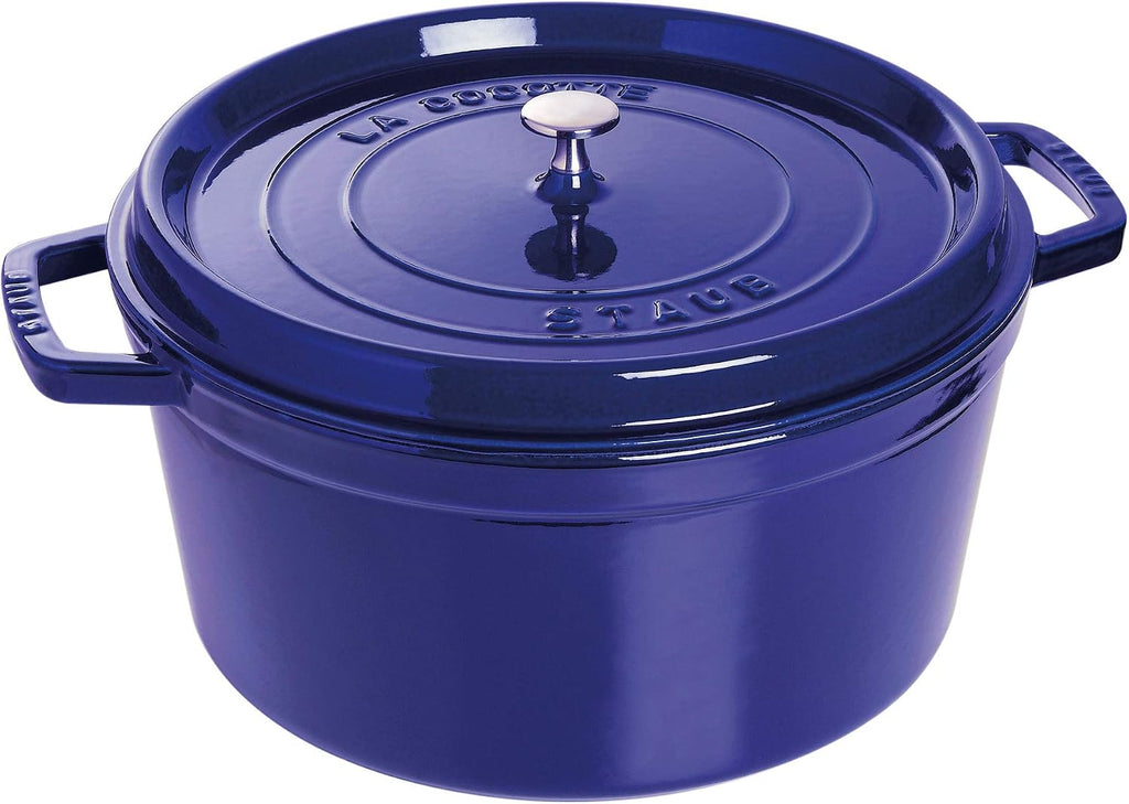 Staub Cast Iron 9-qt Round Cocotte - Dark Blue