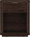 Manhattan Comfort Evelyn Nightstand with Drawer and Open Shelf, Modern Minimalist Side End Table with Raised Base, Easy Assembly Small Accent Table for Bedroom, Dorms & Living Room in Brown