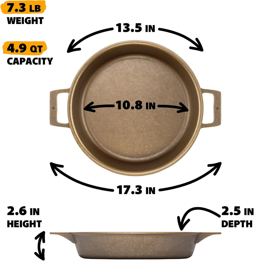 Stargazer 13.5-Inch Cast Iron Skillet | Made in USA, Seasoned, Premium Frying Pan for Grilling, Searing, Baking & More – Durable Cast Iron with Smooth Cooking Surface