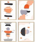 HAUS AND HUES Minimal Abstract Art Set of 4 – Modern Geometric Prints, Aesthetic Abstract Wall Decor, Minimalist Art Posters for Any Room (Beige Frame, 16x20)