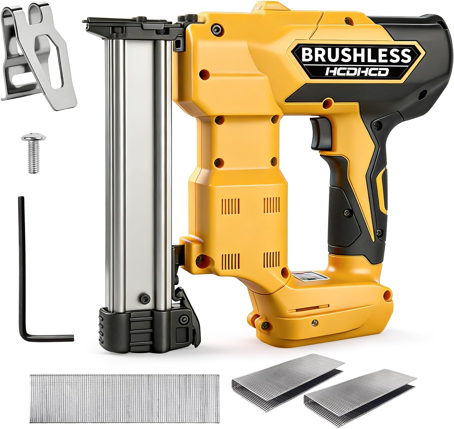 2-in-1 Cordless Brad Nailer & 1/4 Narrow Crown Stapler for DeWalt 20V Battery, 18GA Electric Nail Gun with 1000 Nails/Staples for Woodworking, DIY, and Home Renovation (Not Battery)