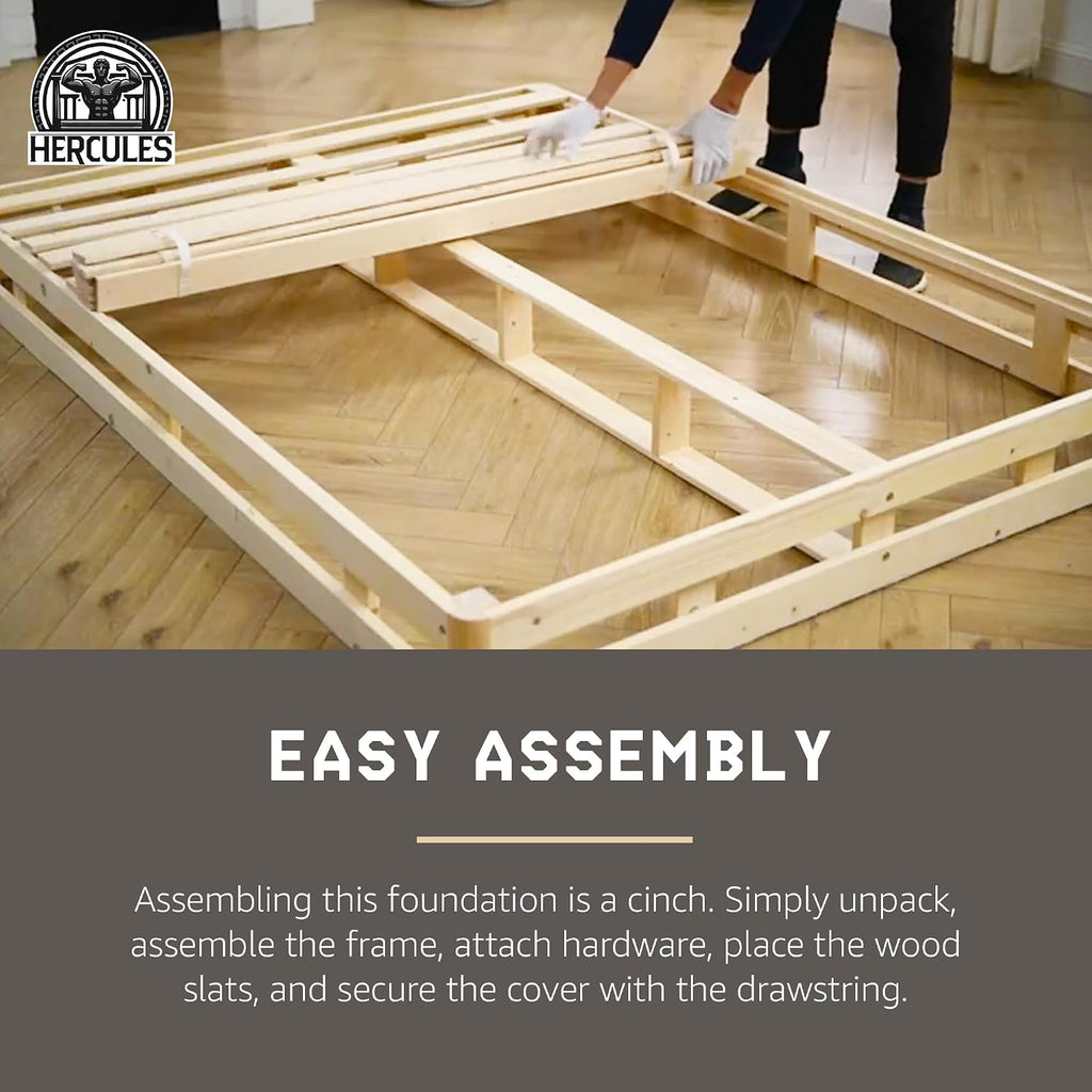 Hercules 4 Inch Low Profile Foundation Mattress Box Spring Replacement, Twin XL