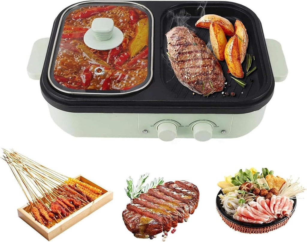 Electric Flat Top Grill, Electric Griddle, Flattop Grills Indoor Safely Washable, Suitable for Frying Grilling Stir Frying(Green,35.5 * 25 * 9.8)