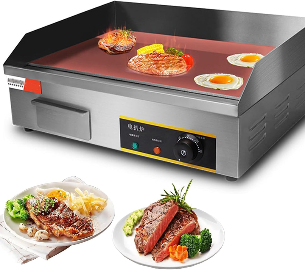 2900W 21.6Inch Commercial Electric Griddle Flat Top Grill Hot Plate BBQ Non-Stick Flat Large Countertop Griddle Adjustable Thermostatic Control for Home Or Commercial Places