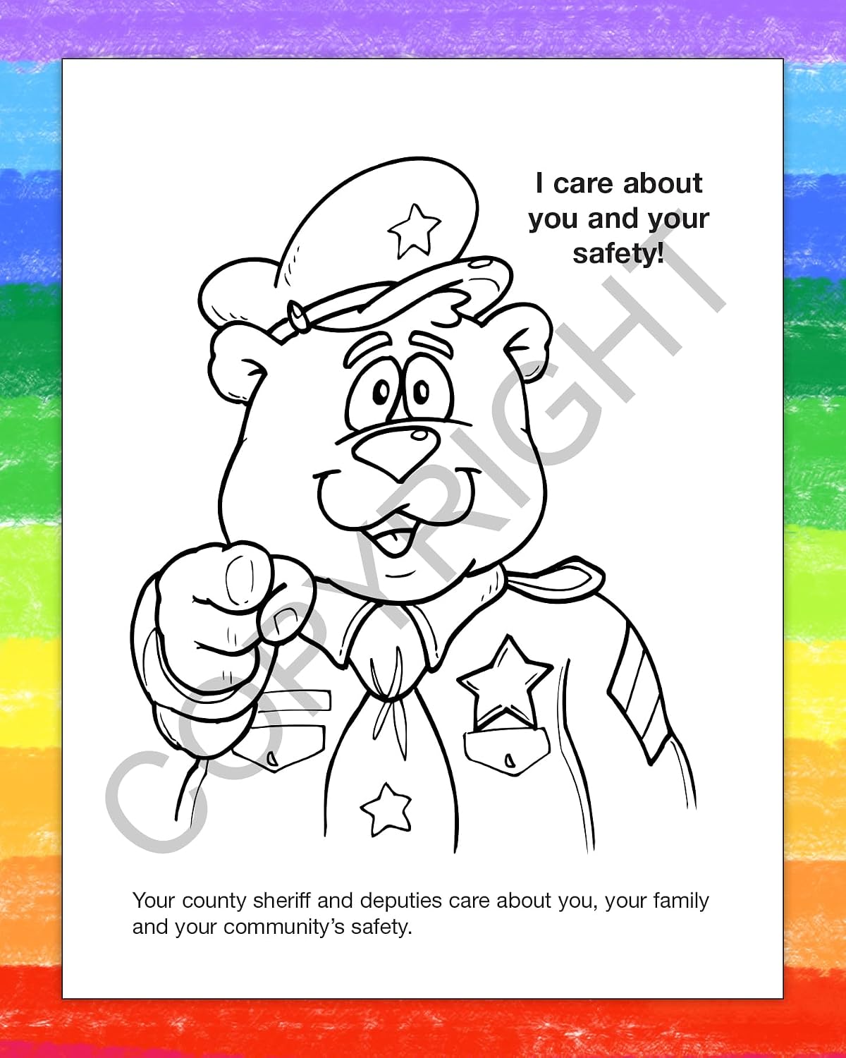 ZOCO – The Sheriff is Your Friend – Custom Educational Coloring Books (250 Bulk Pack, With Crayons) – Promotional Police Toys, Activities for Kids