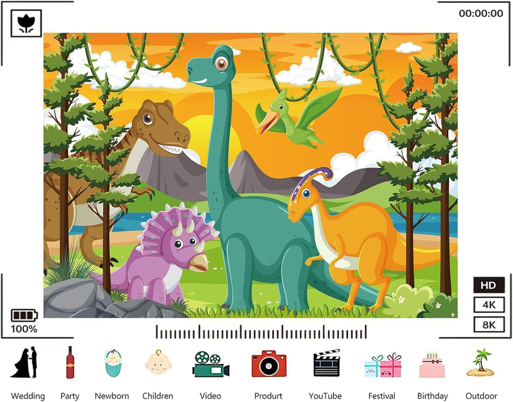 Trykid 20x10ft Dinosaur Backdrop Cartoon Dino Park Jungle Photography Background for Kids Boy Girl Birthday Party Supplies Decoration Photoshoot Studio Props Fabric