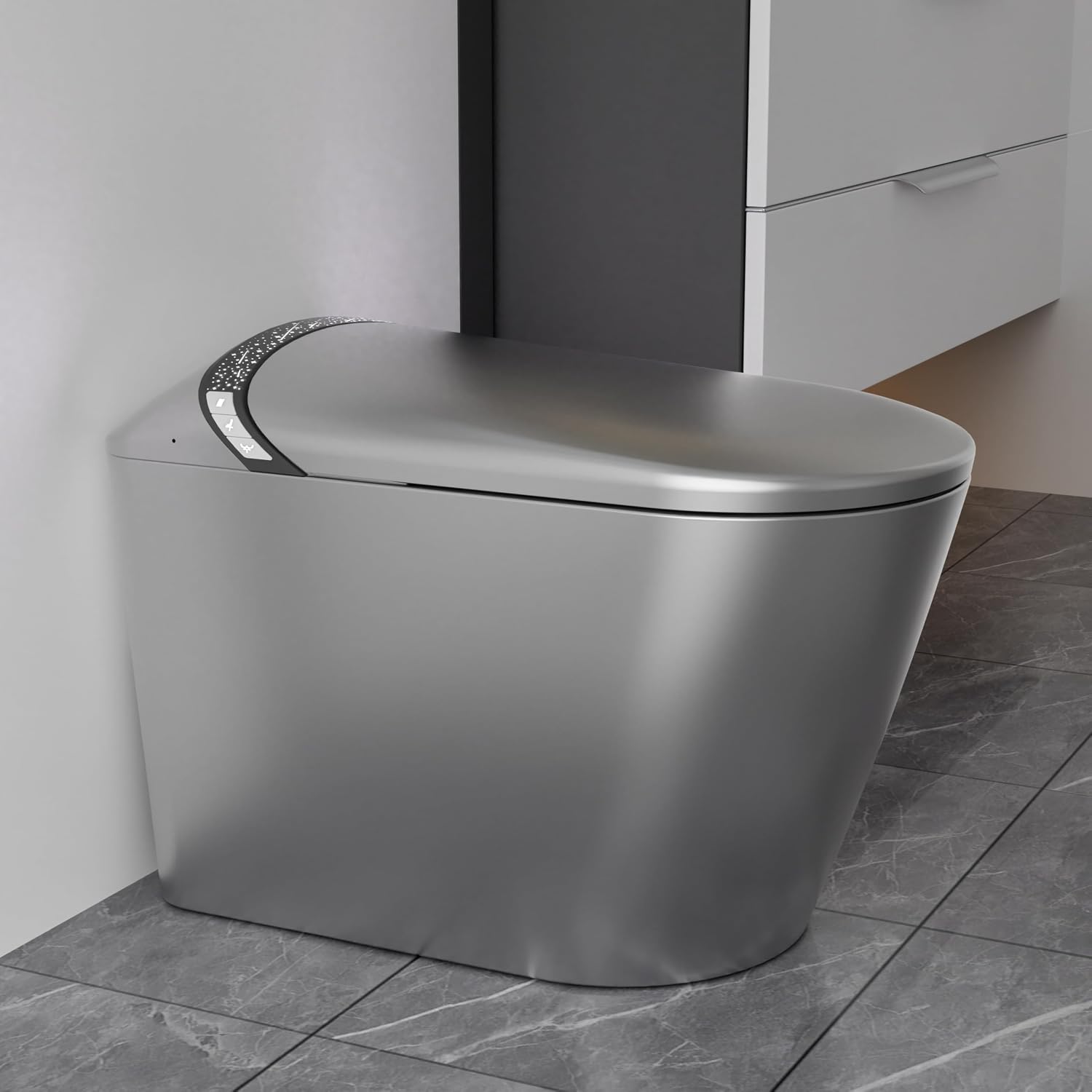 Sounor Modern Smart Toilet With Bidet Built In Self Cleaning Warm Water, Elongated Seat Heated Dryer,1.28 GPF Power Auto Flush,Auto Open/Close Lid,Starburst Night Light Display