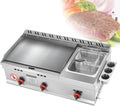 Kitchen LPG Gas Grill for Outdoor Catering Commercial Gas Griddle, Countertop Flat Top Griddle Stainless Steel Grill, Teppanyaki Fry Pan with Adjustable Temperature