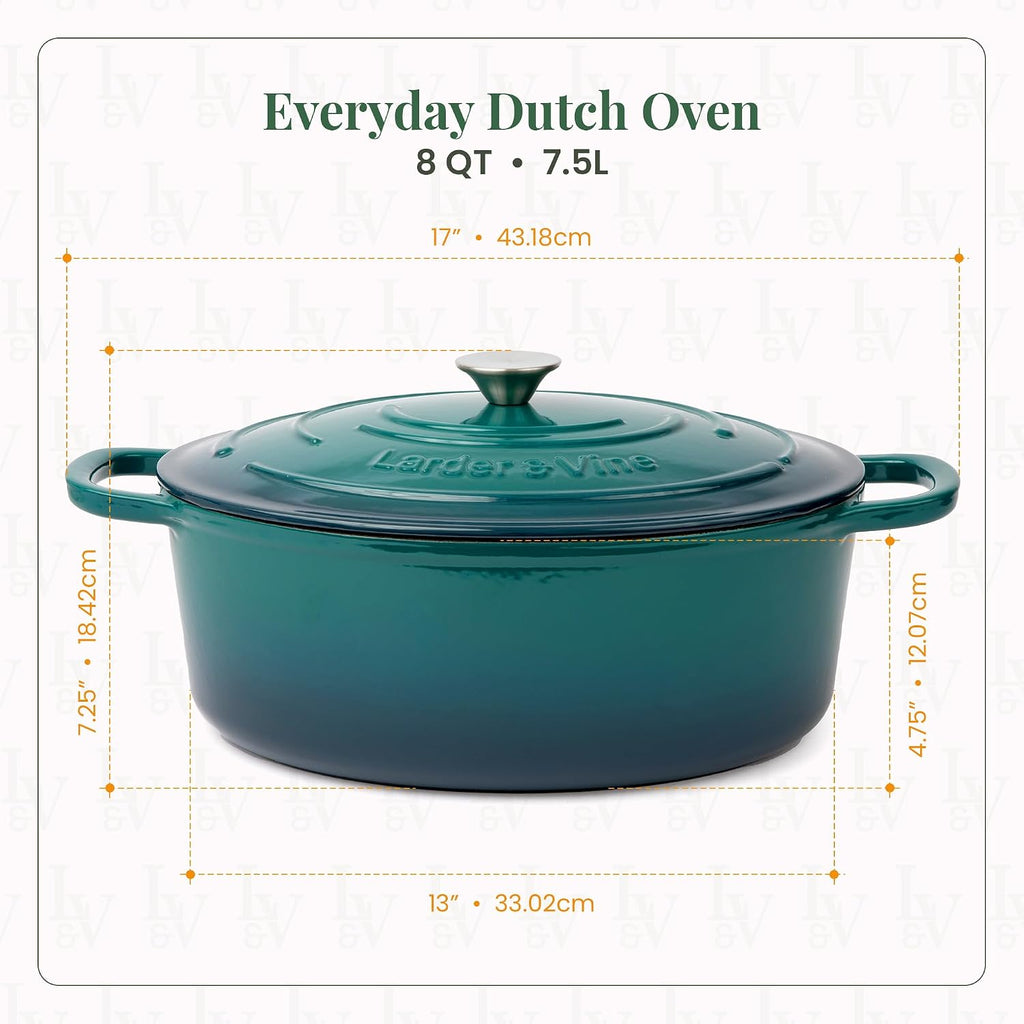 Larder & Vine 20 Piece Cookware Set (Bondi) | Dutch Oven, Utensil Set, Braiser, and Trivets