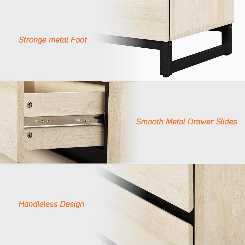 WAMPAT Dresser and Nightstand Set of 3, 94.5 Inches Dresser with 9 Drawers, 2 Nightstand with Drawer and Cabinet for Bedroom, Bedroom Furniture Set, Light Oak