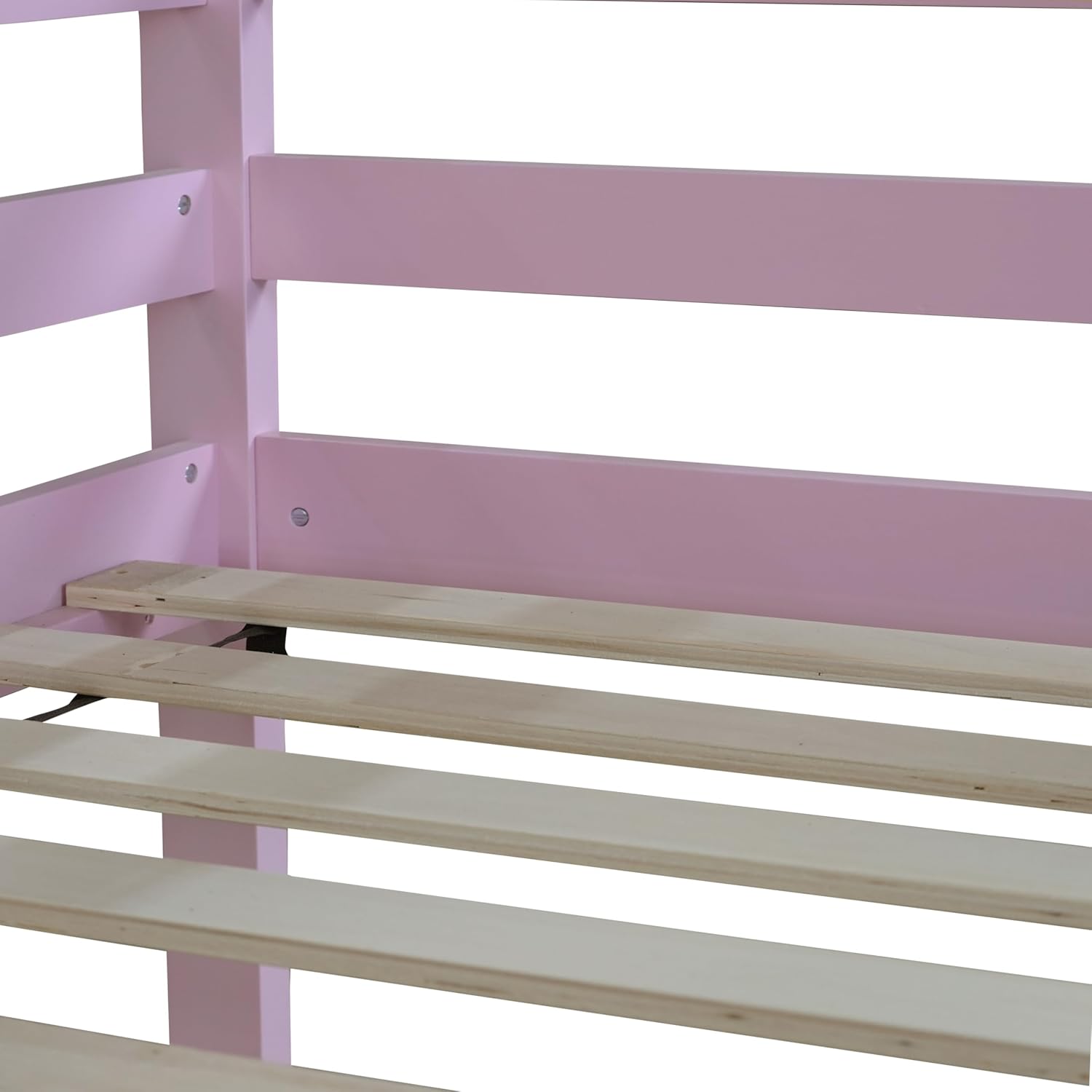 Bellemave Twin Over Twin Bunk Bed, Wooden House Bunk Bed with Ladder and Guardrails for Bedroom, Dormitory, Suit for Kids, Teens, Juniors, No Box Spring Needed, Pink