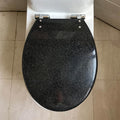Toilet Seat Glitter Resin Round Toilet Seat Soft Close & Easy Install for Standard Toilets Stylish Bathroom Accessory Black Finish
