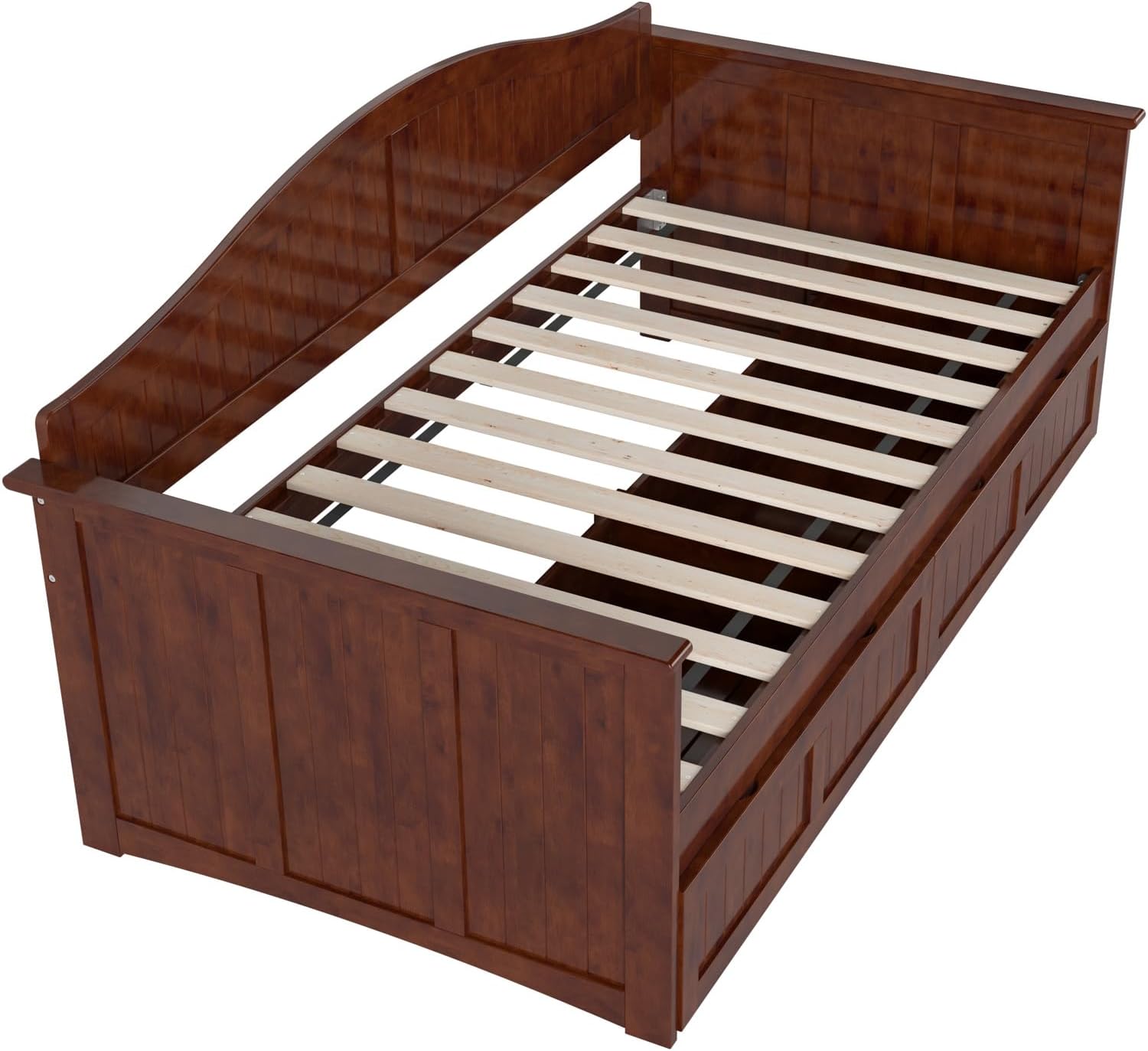 AFI, Nantucket Twin Size Wood Daybed Frame with 2 Storage Drawers, Walnut (Brown)