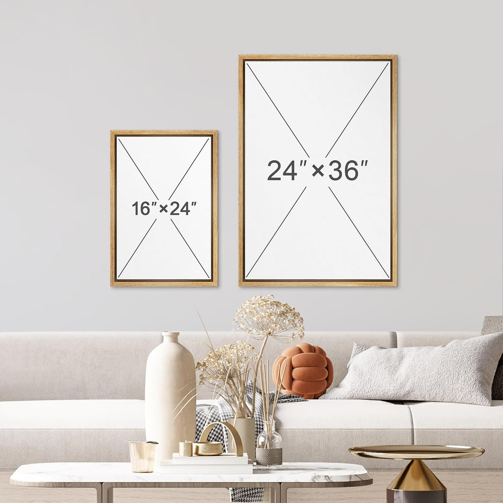 wall26 Framed Canvas Print Wall Art Set Gold Wave Geometric Mountain Range Nature Wilderness Illustrations Modern Art Decorative Landscape Zen for Living Room, Bedroom, Office - 24'x36'x3 Natural
