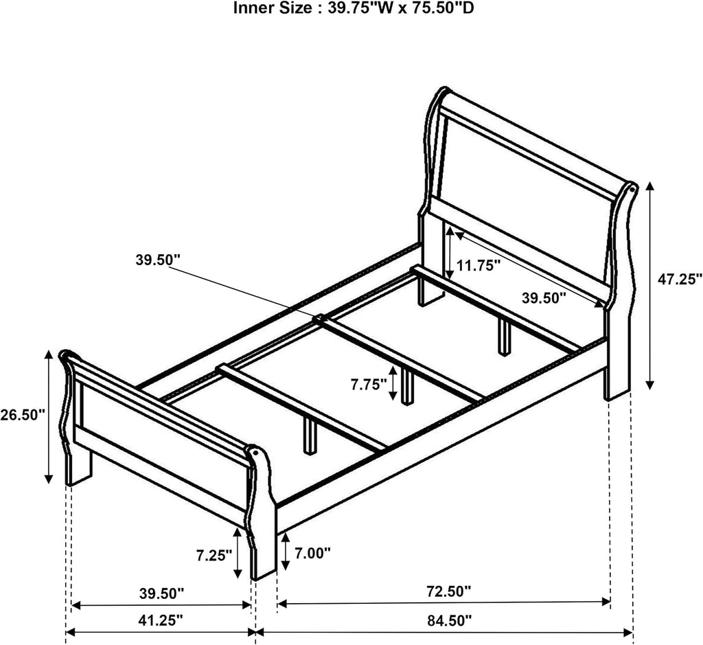 Coaster Home Furnishings Louis Philippe Traditional 5-Piece Bedroom Set Twin Size Sleigh Bed Frame 47-inch Headboard White 202441T-S5