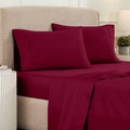 Superior 1200 Thread Count Egyptian Cotton Sheet Set, Bedroom Sheets, Modern Home Essentials, Luxury Bedding, 1 Elastic Deep Pocket Fitted Bed Sheet, 1 Flat Sheet, 2 Pillowcases, King, Burgundy