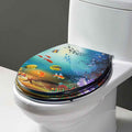Universal Standard Round Toilet Seat Thickened Resin Toilet Seat Beautiful Dolphin Starfish Shell Toilet Seat Resin Toilet Lid (A)