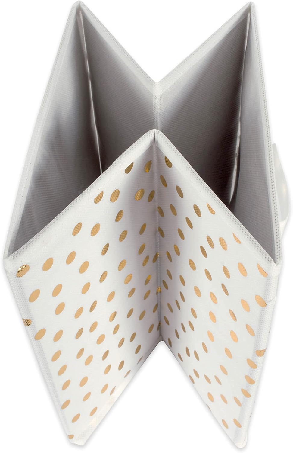DII Non Woven Polyester Storage Bin, Polka Dot, White & Gold, Small Set of 4 (Pack of 6)