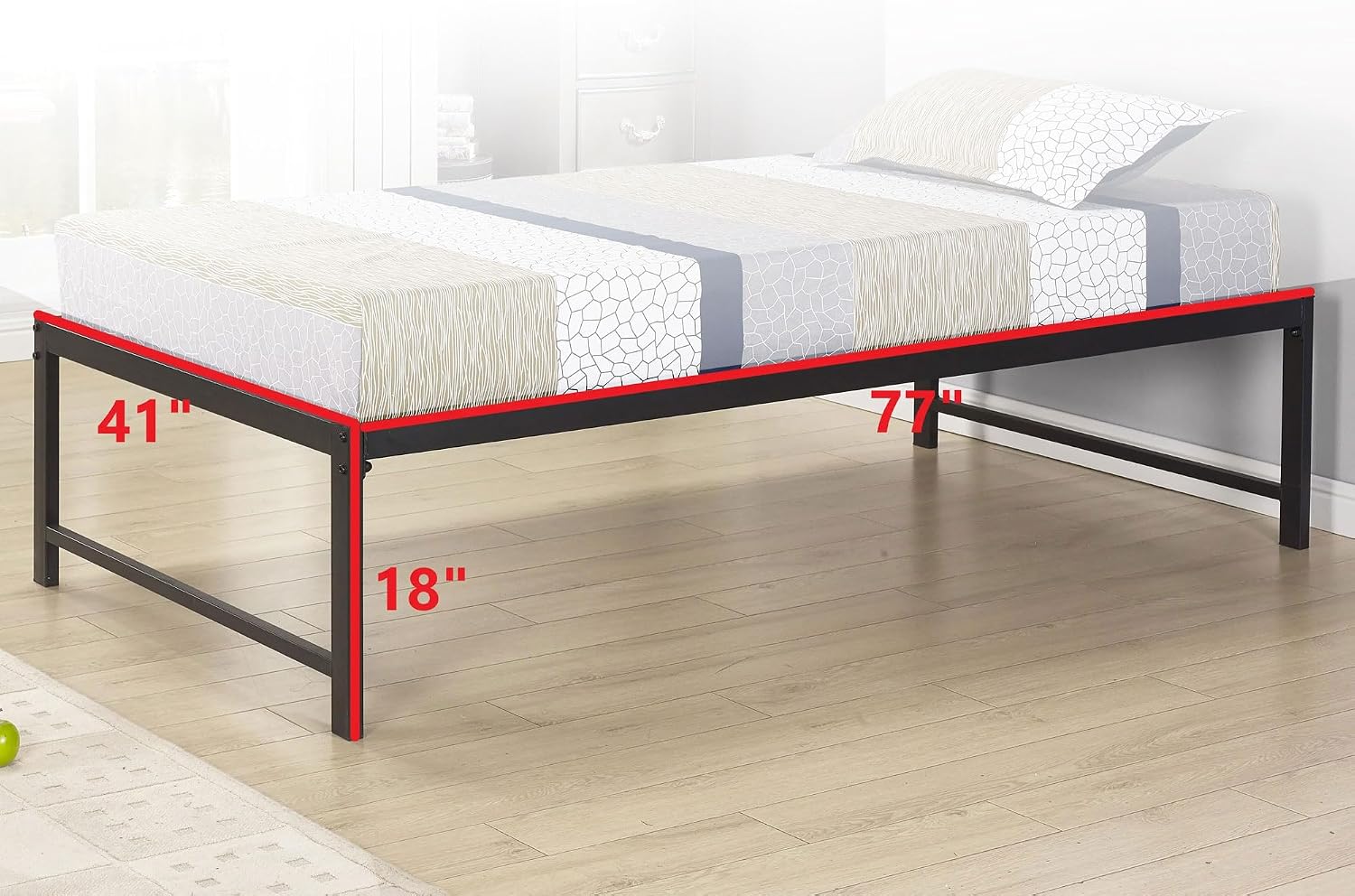 Kings Brand Furniture Twin Size White Metal Platform Bed With Pop Up Trundle