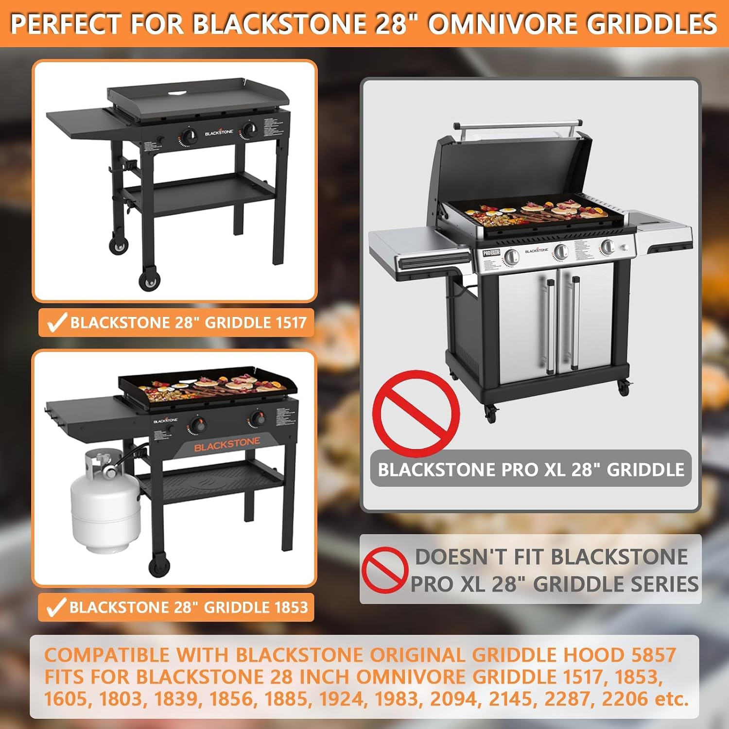 Upgrade Hinged Lid for Blackstone 28' Omnivore Griddle Hood,5857 Visualized Tempered Glass Hard Cover for Blackstone Lid 28' Omnivore 2206 1883 1517 2287 etc.Flat Top Griddle Accessories w/Thermometer