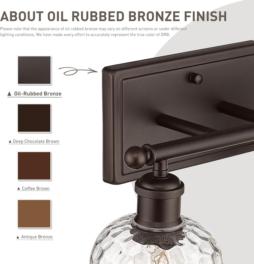 zeyu 6-Light Modern Vanity Light, 42'' Bathroom Lighting Fixtures Over Mirror, Oil Rubbed Bronze Finish with Clear Hammered Glass, ZJF63B-6W ORB