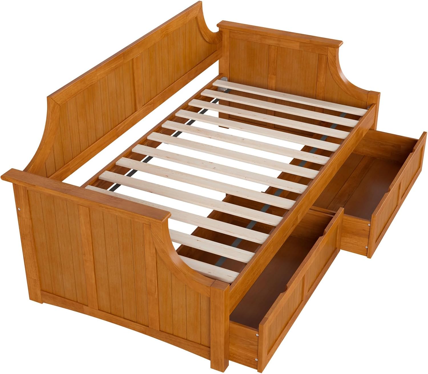 AFI, Cambridge Twin Size Wood Daybed Frame with 2 Storage Drawers, Light Toffee